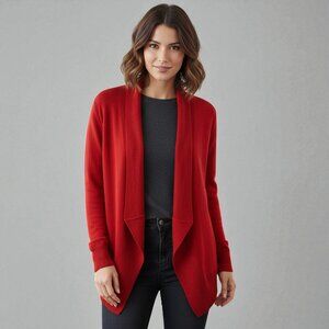 Eileen Fisher Merino Wool Cardigan Sweater L Asymmetrical Angle Front Luxe Knit